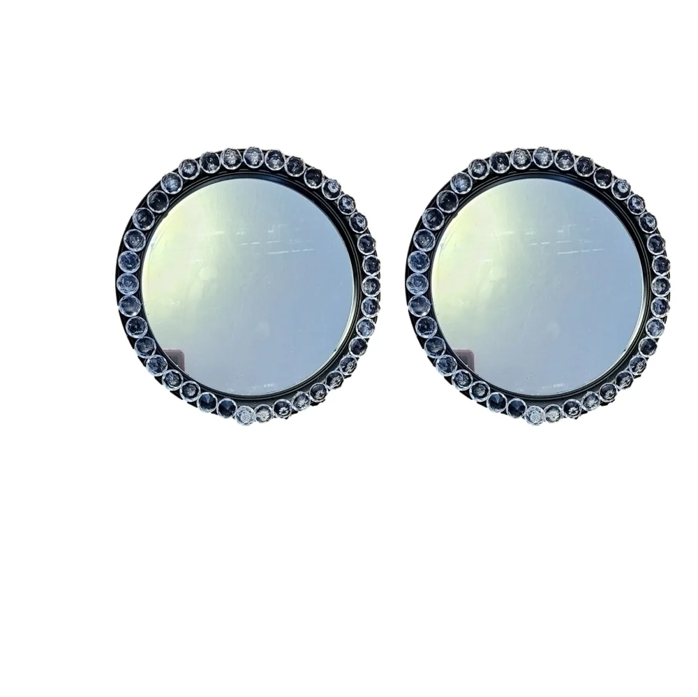 𝅺2 Piece Round Glass Accent Wall Mirror Set